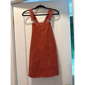 Terracotta Orange Denim  Overall Dress Women Small S